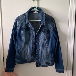 Dark wash denim jacket size large.